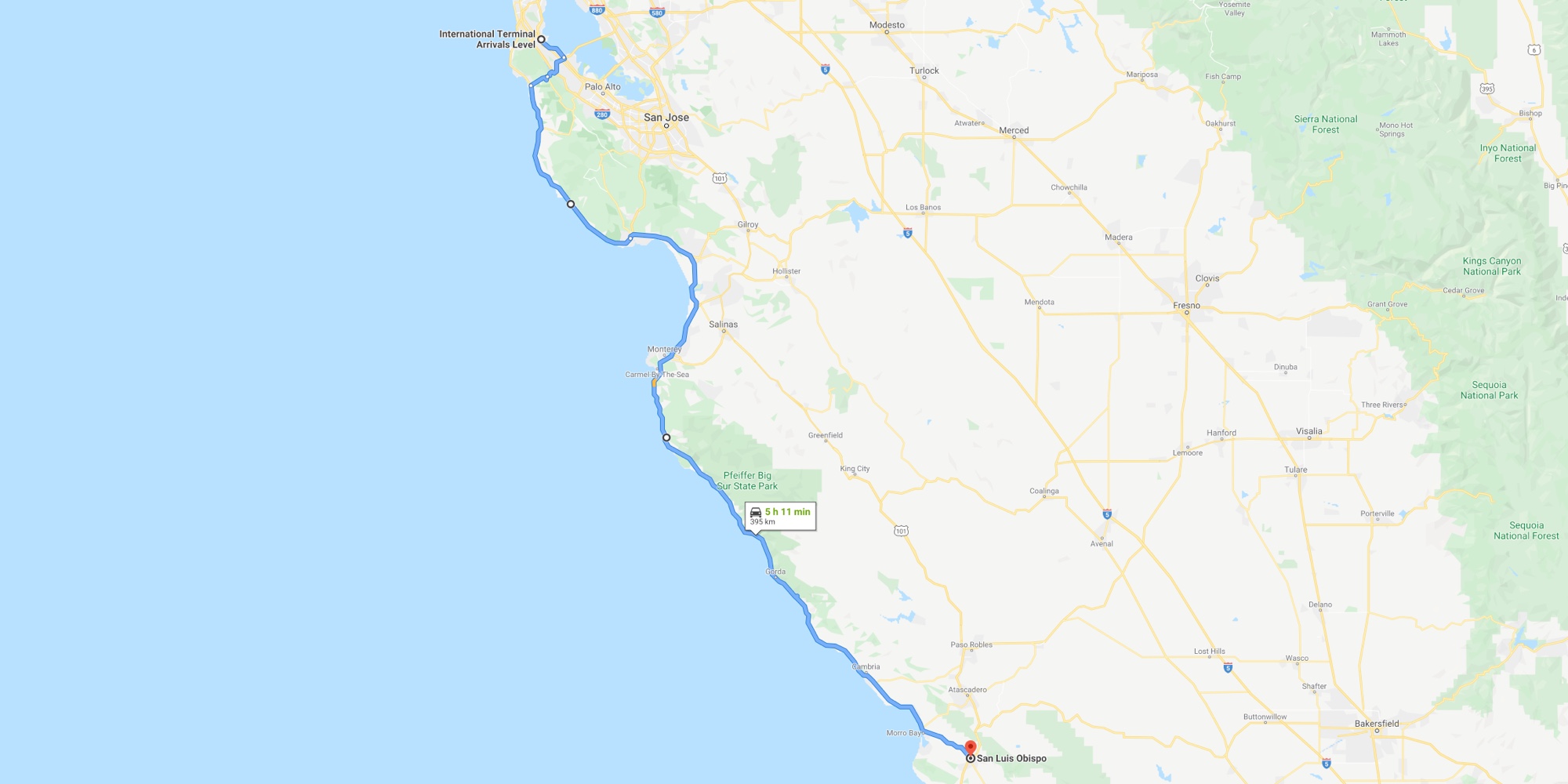 route: San Luis - San Fransisco