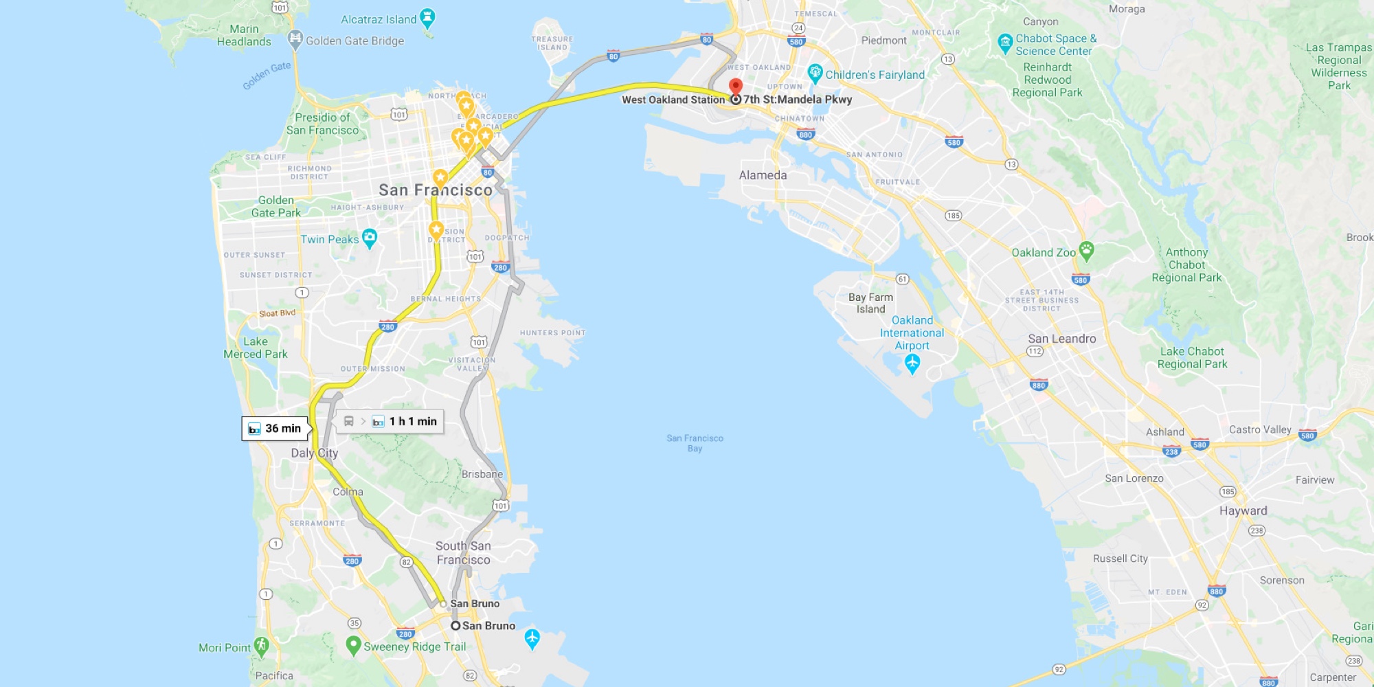 Route: Oakland - Yosemite