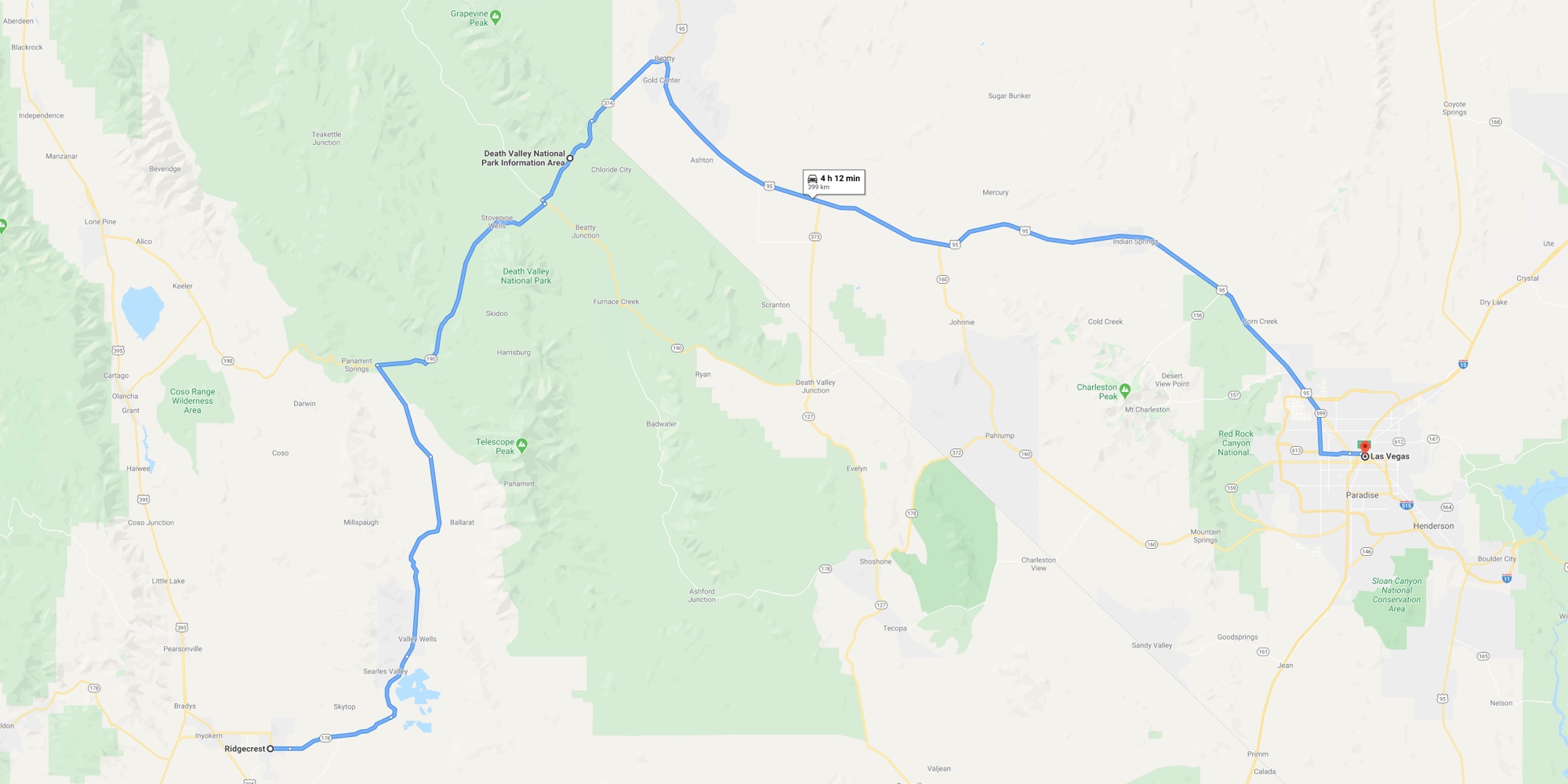 Route: Ridgecrest - Las Vegas