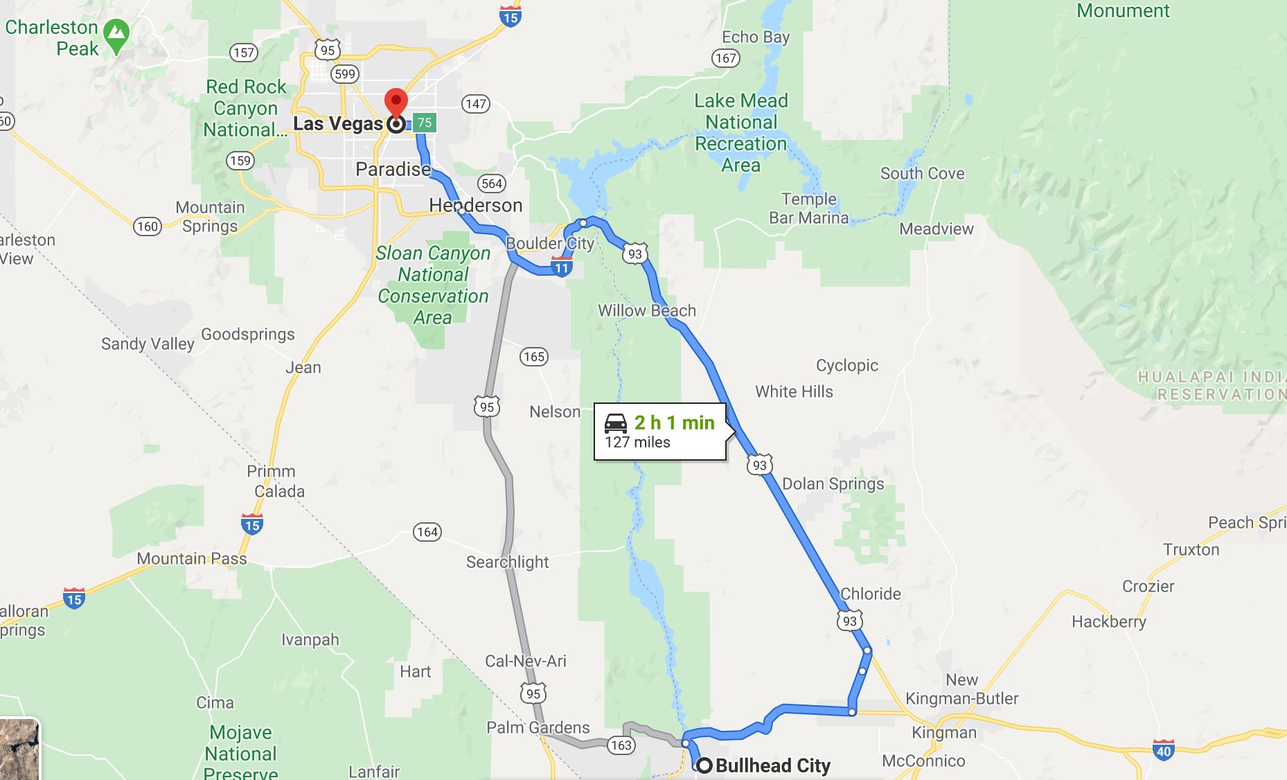 route: Las Vegas  - Bullhead